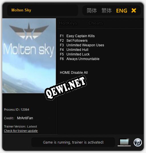 Molten Sky: Трейнер +6 [v1.8]
