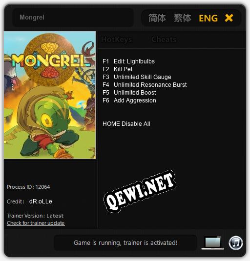 Трейнер для Mongrel [v1.0.8]