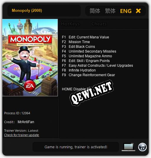 Monopoly (2008): Читы, Трейнер +12 [dR.oLLe]