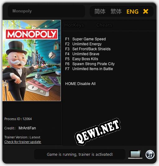 Monopoly: Читы, Трейнер +7 [MrAntiFan]