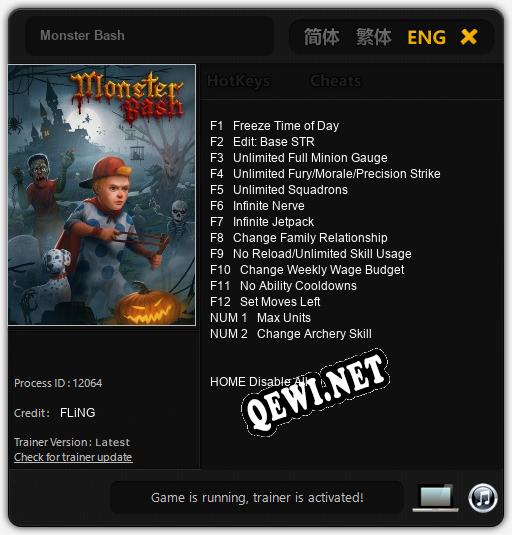 Трейнер для Monster Bash [v1.0.4]