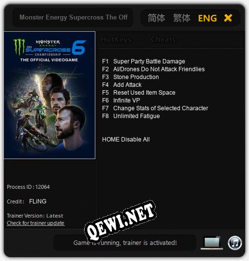 Трейнер для Monster Energy Supercross The Official Videogame 6 [v1.0.1]