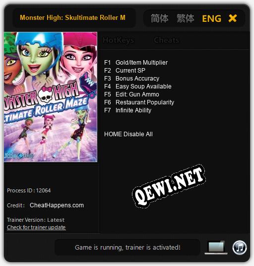 Monster High: Skultimate Roller Maze: Трейнер +13 [v1.7]