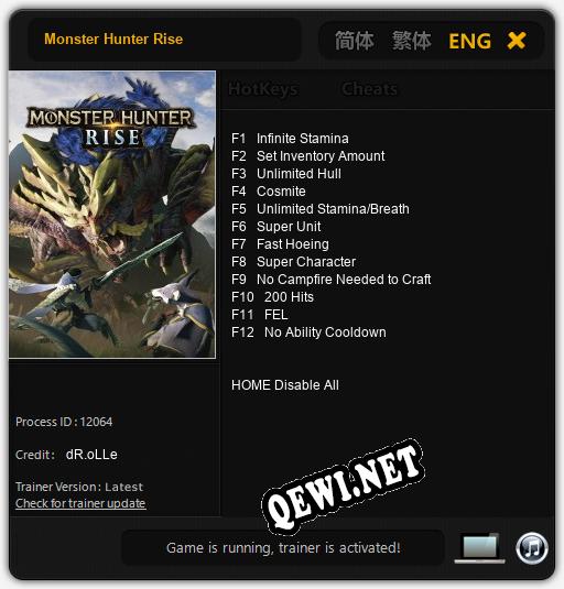 Monster Hunter Rise: ТРЕЙНЕР И ЧИТЫ (V1.0.9)