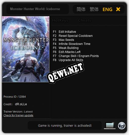 Трейнер для Monster Hunter World: Iceborne [v1.0.3]