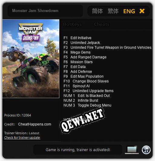 Monster Jam Showdown: Трейнер +15 [v1.9]