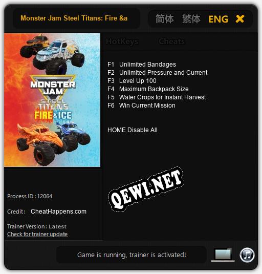 Monster Jam Steel Titans: Fire & Ice: Трейнер +6 [v1.2]