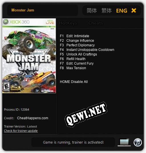Трейнер для Monster Jam [v1.0.4]