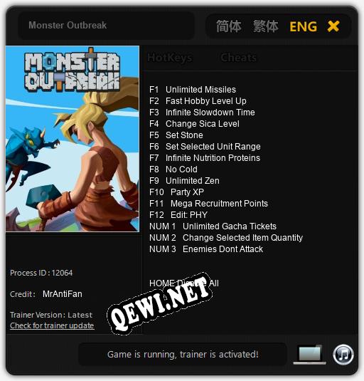 Monster Outbreak: ТРЕЙНЕР И ЧИТЫ (V1.0.87)