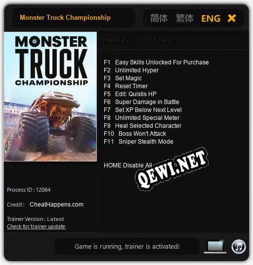 Monster Truck Championship: Трейнер +11 [v1.4]