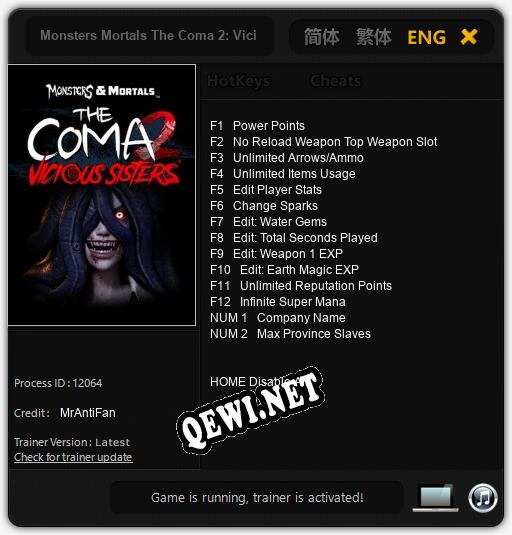 Monsters Mortals The Coma 2: Vicious Sisters: Читы, Трейнер +14 [MrAntiFan]