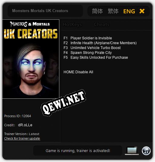 Трейнер для Monsters Mortals UK Creators [v1.0.3]