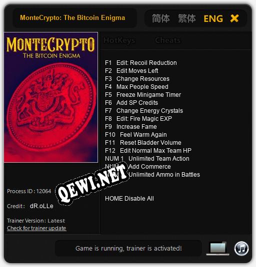 MonteCrypto: The Bitcoin Enigma: Читы, Трейнер +15 [dR.oLLe]