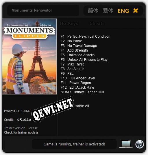 Monuments Renovator: ТРЕЙНЕР И ЧИТЫ (V1.0.54)