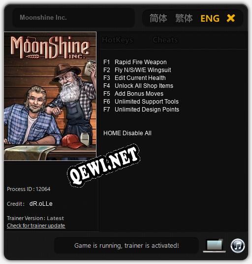 Трейнер для Moonshine Inc. [v1.0.8]