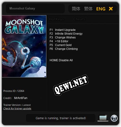 Moonshot Galaxy: ТРЕЙНЕР И ЧИТЫ (V1.0.6)