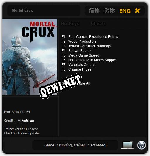 Трейнер для Mortal Crux [v1.0.4]