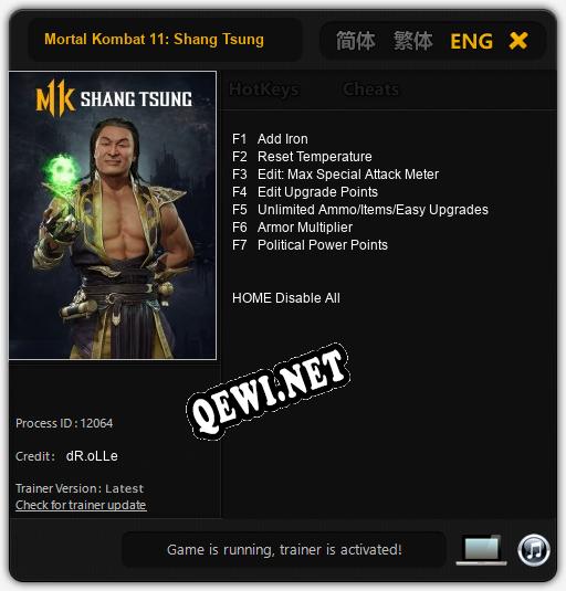 Трейнер для Mortal Kombat 11: Shang Tsung [v1.0.5]