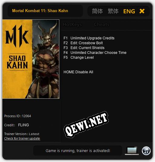 Mortal Kombat 11: Shao Kahn: ТРЕЙНЕР И ЧИТЫ (V1.0.56)
