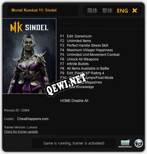 Трейнер для Mortal Kombat 11: Sindel [v1.0.4]