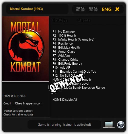 Mortal Kombat (1993): Читы, Трейнер +15 [CheatHappens.com]