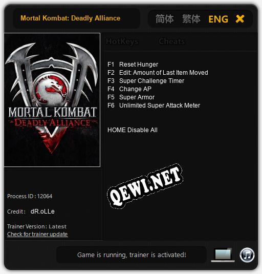Mortal Kombat: Deadly Alliance: Читы, Трейнер +14 [dR.oLLe]