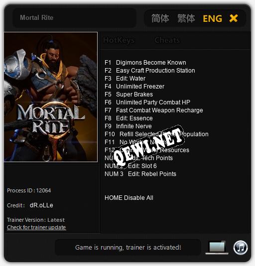 Mortal Rite: ТРЕЙНЕР И ЧИТЫ (V1.0.32)