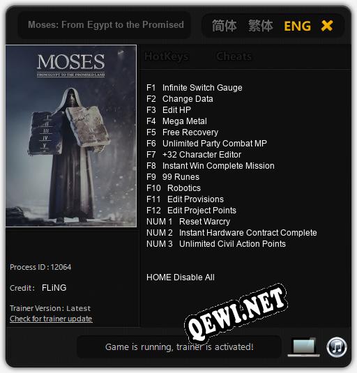 Трейнер для Moses: From Egypt to the Promised Land [v1.0.4]