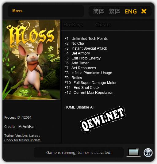 Moss: Читы, Трейнер +12 [MrAntiFan]