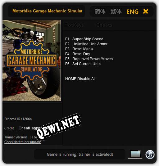 Трейнер для Motorbike Garage Mechanic Simulator [v1.0.6]