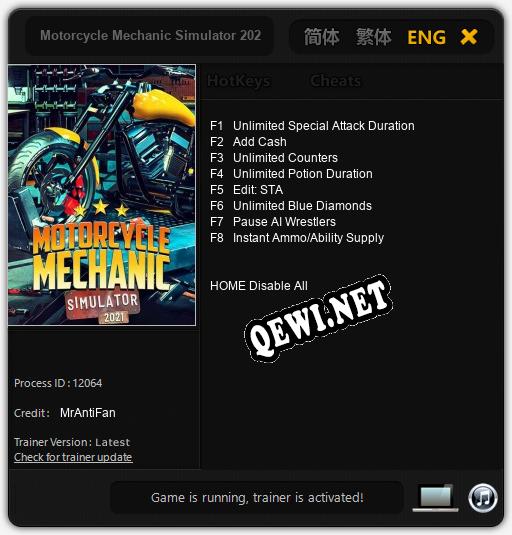 Трейнер для Motorcycle Mechanic Simulator 2021 [v1.0.1]