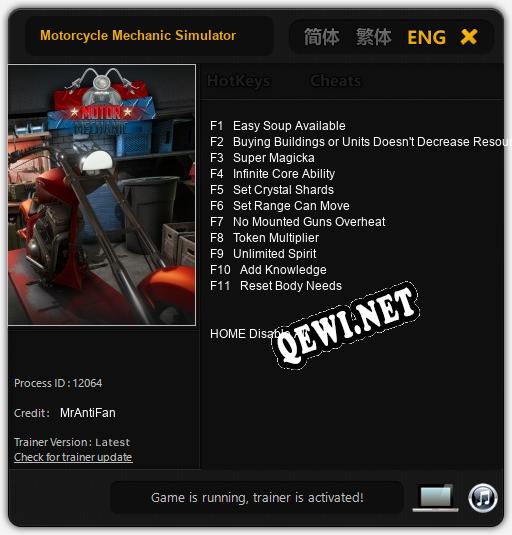 Motorcycle Mechanic Simulator: Трейнер +11 [v1.3]