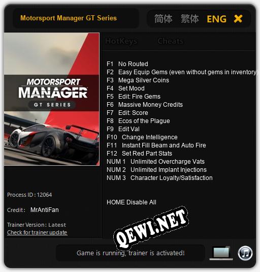 Motorsport Manager GT Series: ТРЕЙНЕР И ЧИТЫ (V1.0.51)