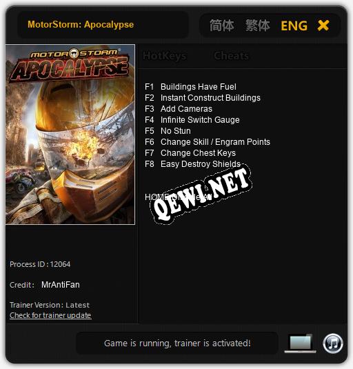 MotorStorm: Apocalypse: Читы, Трейнер +8 [MrAntiFan]