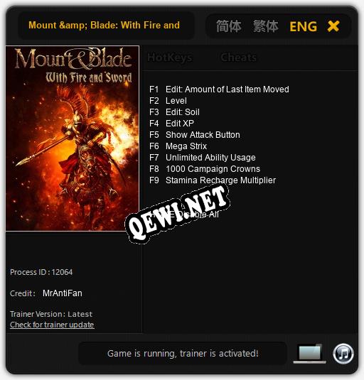 Mount & Blade: With Fire and Sword: Трейнер +9 [v1.6]