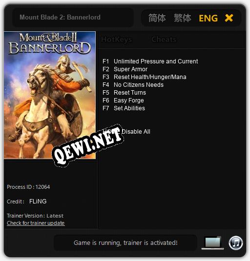 Mount Blade 2: Bannerlord: Трейнер +7 [v1.6]