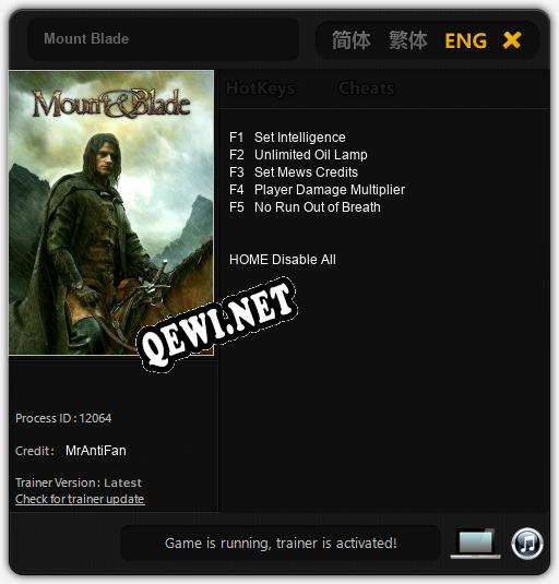 Mount Blade: Читы, Трейнер +5 [MrAntiFan]