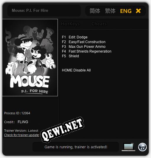 Трейнер для Mouse: P.I. For Hire [v1.0.8]