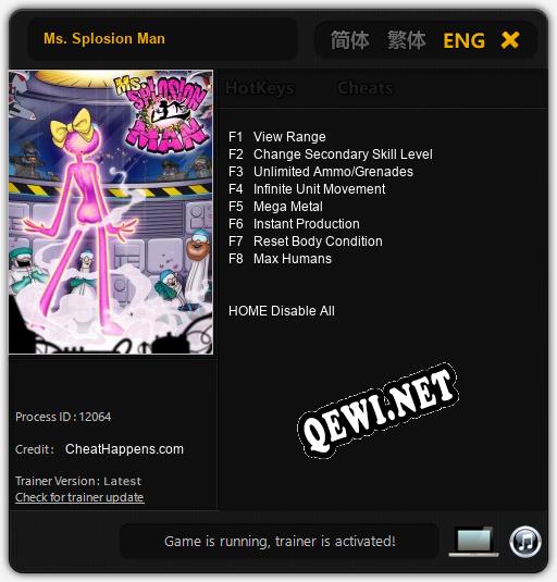 Ms. Splosion Man: Трейнер +8 [v1.8]