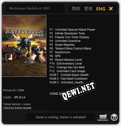 Трейнер для Multiplayer BattleTech 3025 [v1.0.4]