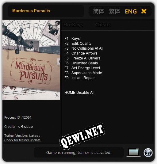 Murderous Pursuits: Читы, Трейнер +9 [dR.oLLe]