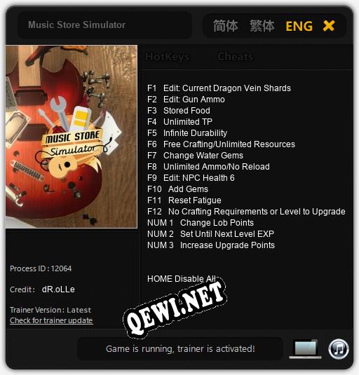 Трейнер для Music Store Simulator [v1.0.5]
