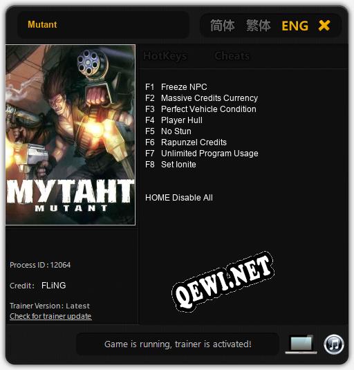 Трейнер для Mutant [v1.0.1]
