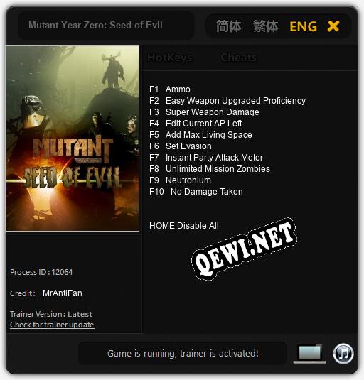 Mutant Year Zero: Seed of Evil: ТРЕЙНЕР И ЧИТЫ (V1.0.79)