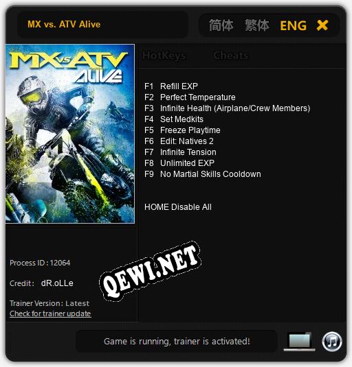 Трейнер для MX vs. ATV Alive [v1.0.7]