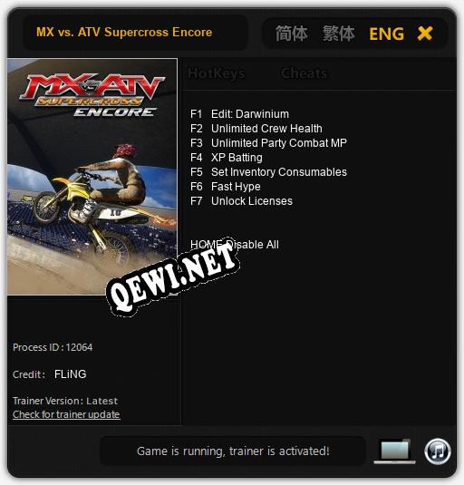 MX vs. ATV Supercross Encore: Трейнер +7 [v1.8]
