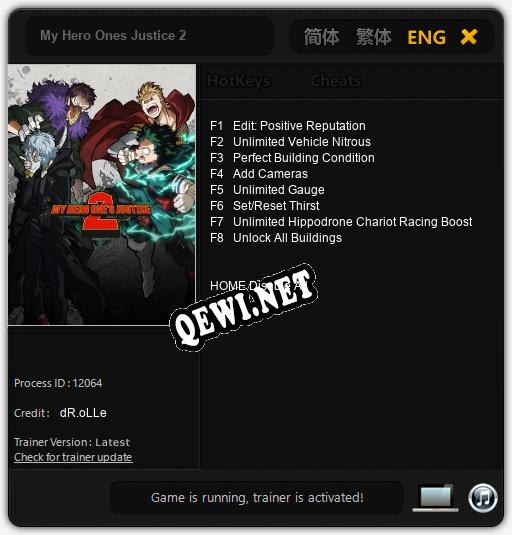 My Hero Ones Justice 2: Трейнер +8 [v1.7]