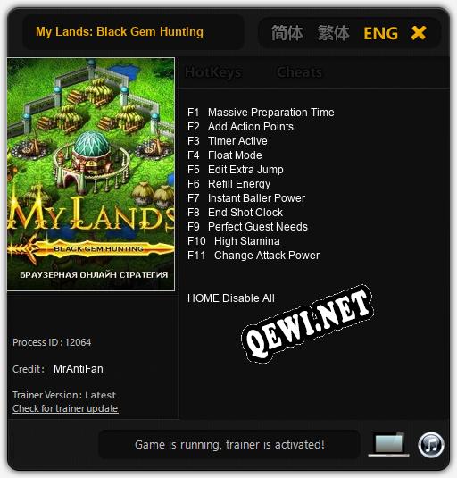 Трейнер для My Lands: Black Gem Hunting [v1.0.3]