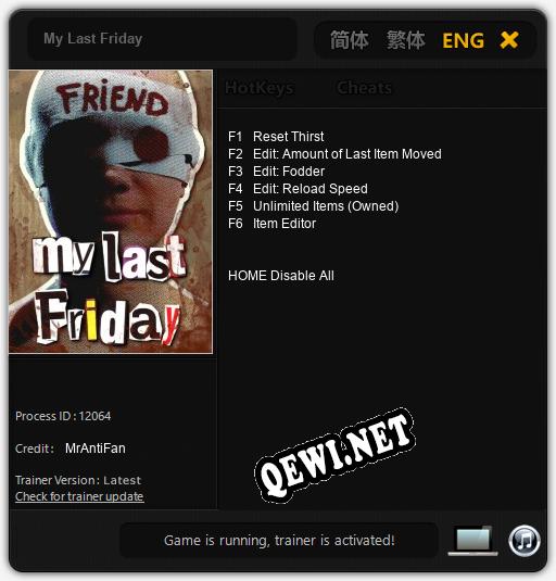 My Last Friday: ТРЕЙНЕР И ЧИТЫ (V1.0.40)