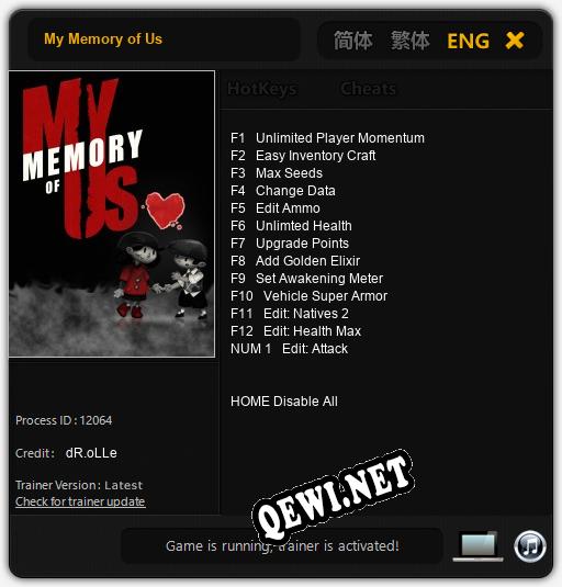 My Memory of Us: Трейнер +13 [v1.6]